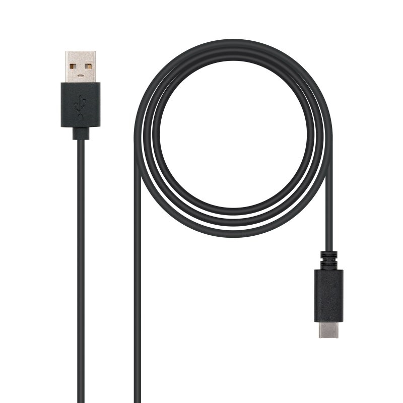 NANOCABLE - USB 2.0, 0.5m cable USB 0,5 m USB C USB A Negro (Ref.10.01.2100)