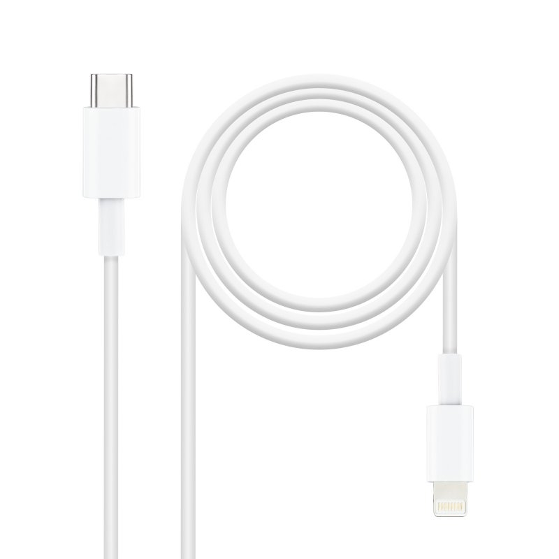 NANOCABLE - TooQ cable de conector Lightning 1 m Blanco (Ref.10.10.0601)