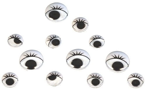 NIEFENVER - OJOS MOVILES REDONDOS CON PESTAÑAS DE 12 Y 14 mm NEGRO PACK de 100 SURTIDO (Ref.0900181)