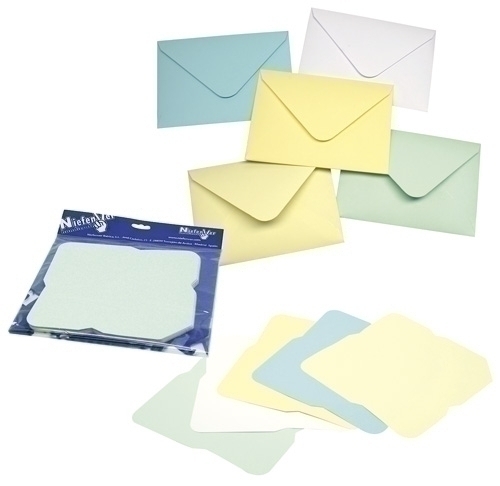 NIEFENVER - SOBRES PARA DECORAR 16,4X11,4cm PASTEL PAQ. 25 UD (azul, blanco, crema, amarillo y verde) (Ref.1200103)