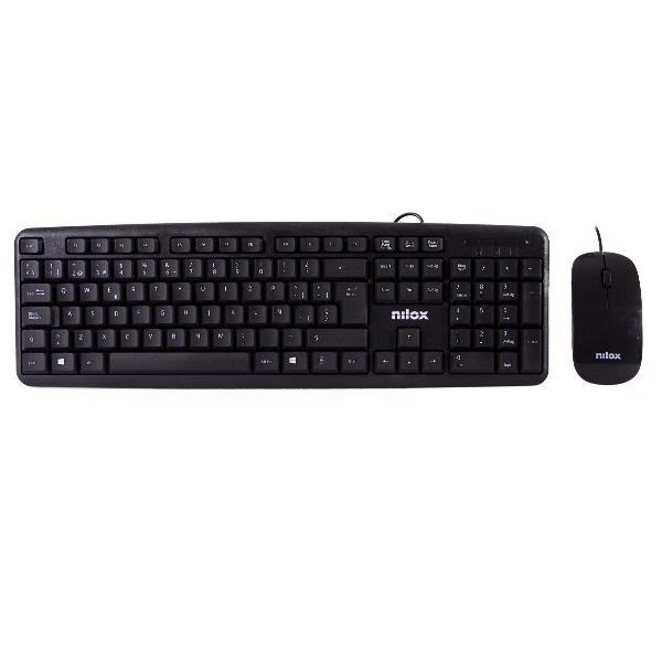 NILOX - COMBO TECLADO + RATÓN FLAT CABLE USB NEGRO (Ref.NXKME000004)