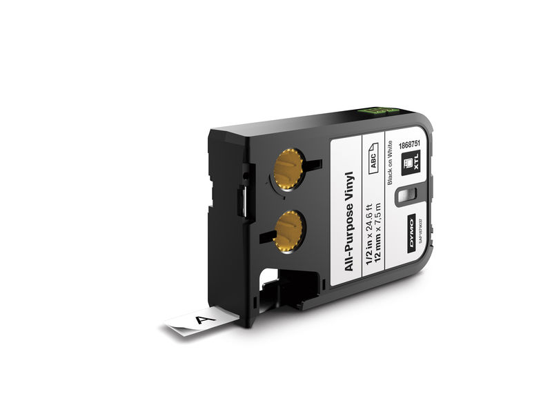 DYMO - Cinta XTL VINILO MULTIUSOS INTERIORES Y EXTERIORES 12MM NEGRO/BLANCO (Ref.1868751)