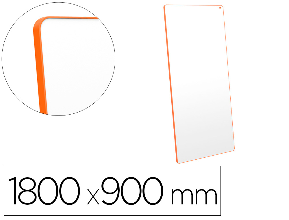 NOBO - PIZARRA BLANCA MOVE&amp;MEET EXTRAIBLE Y PORTATIL MARCO NARANJA DOBLE CARA MAGNETICA 1800X900 MM (Ref.1915565)