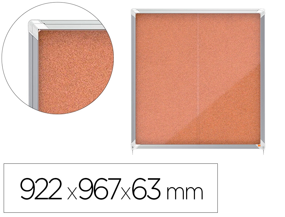 NOBO - VITRINA DE ANUNCIOS PREMIUM PLUS CORCHO CON PUERTA CORREDERA 12 X DIN A4 922X967X63 MM (Ref.1902574)