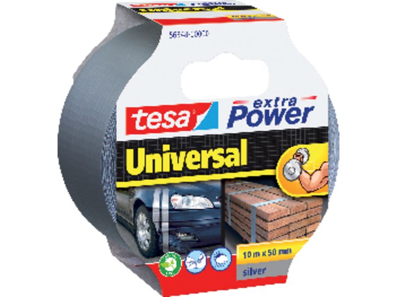 TESA - Cinta americana Extra Power Plata 50mmx10m Facil corte Resiste al clima (Ref.56348-00000-06)