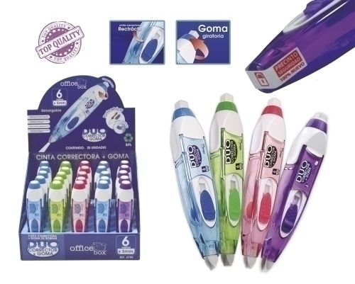 OFFICE BOX - CORRECTOR CINTA 5 mm x 6 mts. con GOMA (Ref.6795)