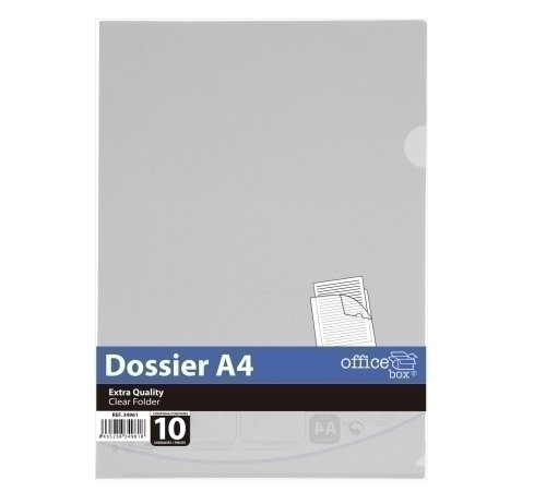 OFFICE BOX - DOSSIER UÑERO EXTRA A4 CRISTAL PAQUETE de 10 (Ref.34961)