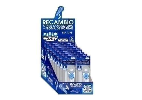 OFFICE BOX - RECAMBIO CORRECTOR CINTA DUO 5 mm X 6 Mts EXPOSITOR DE 24 (Ref.1795)