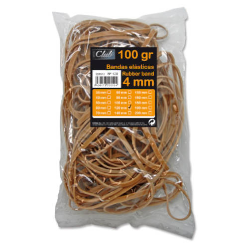 OFFICE CLUB - BOLSA 100 GR. GOMAS ELASTICAS Nº 12 DE 12 CM. LARGO Y 4 CM. GROSOR (Ref.320512)