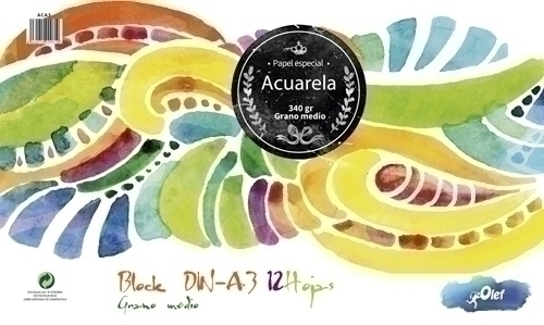 OLEF - BLOCK DE DIBUJO ACUARELA GRANO MEDIO 340g A3 12h (Ref.ACA3)