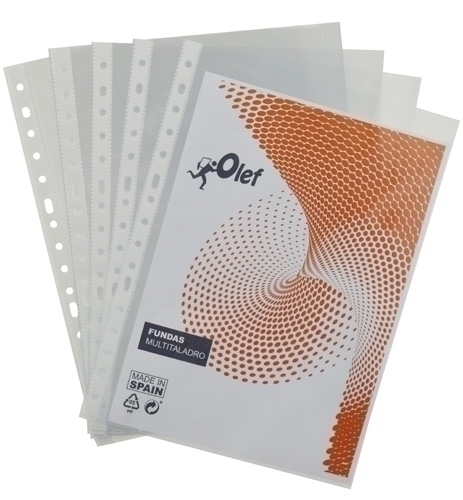 OLEF - FUNDA MULTITALADRO PP 90µ CRISTAL LISO Fº 16 TAL.RFZO. PAQUETE de 100 (Ref.90FCR)