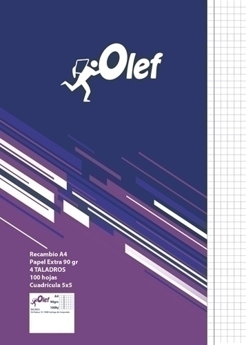 OLEF - RECAMBIO A4 100h 90gr 4 TALADROS CUADRIC.5x5 (Ref.RAC9055)