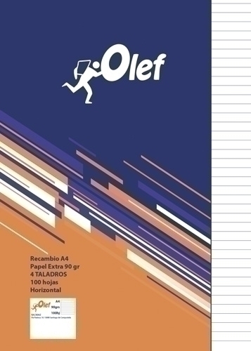 OLEF - RECAMBIO A4 100h 90gr 4 TALADROS HORIZONTAL (Ref.RAC90HZ)