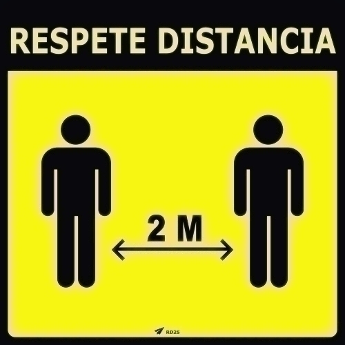 OLEF - VINILO LAMINADO PARA PARED O CRISTAL 25x25 cm. "RESPETE DISTANCIA" (Ref.RD25)