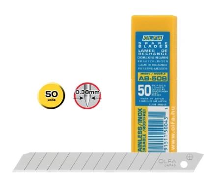OLFA - REPUESTO CUTTER 9MM / CUCHILLA FRACTURABLE 50 CUCHILLAS (Ref.AB-50)