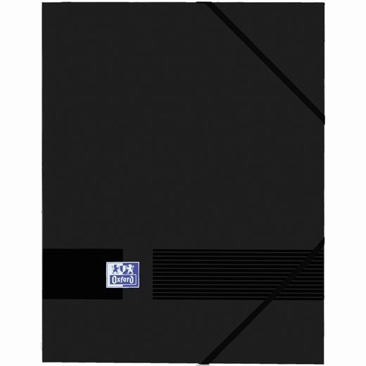 OXFORD - CARPETA CON GOMAS LIVE&amp;GO 3 SOLAPAS LOMO AMPLIABLE 30MM A4+ PLÁSTICO OPACO NEGRO (Ref.400160221)