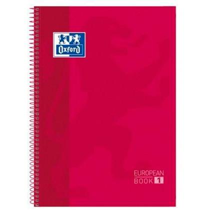 OXFORD - CUADERNO EUROPEANBOOK 1 MICROPERFORADO 80 HOJAS 5X5 TAPAS EXTRADURAS CLASSIC A4+ ROJO -5U- (Ref.400118236)