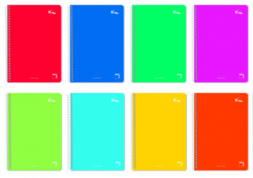 PACSA - CUADERNO ESPIRAL SERIE XTRA TAPA DURA 60 GRS. FOLIO (215X310MM.) 80 HOJAS PAUTADO 3,5 CON MARGEN SURTIDO (Ref.16224)