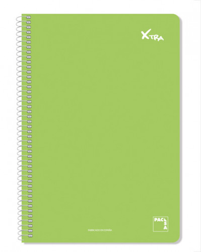 PACSA - CUADERNO SERIE XTRA 60GR.TAPA CONTRACOLADA FOLIO (215X310MM.) 80 HOJAS CUADRÍCULA 4X4 COLOR VERDE OSCURO (Ref.16078)