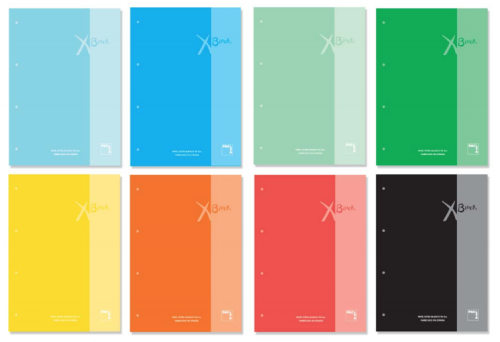 PACSA - RECAMBIO XBLOCK DIN A4 TAPA CARTÓN 4 TALADROS 80 HOJAS PAPEL 90GRS. CUADRICULA 5X5 + GRECA 8 COL. SURTIDOS (Ref.21164)