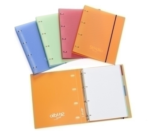 PARDO - CARPEBLOC STUDIO STYLE A4 4 an.20mm con REC.100 hj. 90 gr. y SEPARADORES EXPOSITOR de 8 (Ref.822518)