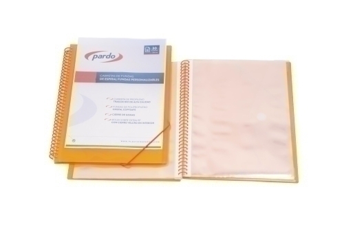 PARDO - CARPETA FUNDAS (TARIFARIO) STUDIO STYLE ESPIRAL PP Fº 20 F. NARANJA (Ref.842009)