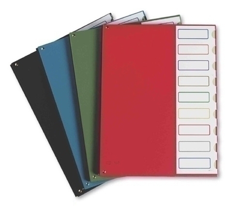 PARDO - CLASIFICADOR lomo FUELLE PVC Fº 9 DPTOS.GOMAS y TARJ.VERDE (Ref.85004)