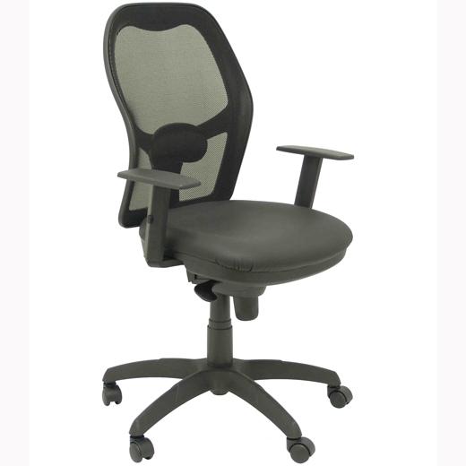 PIQUERAS Y CRESPO - SILLA JORQUERA MALLA NEGRA ASIENTO SEMIPIEL NEGRO (Ref.15SNSPNE)