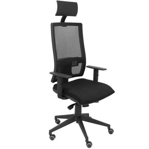 PIQUERAS Y CRESPO - SILLA OFICINA ERGONOMICA CON MECANISMO SINCRO REGULABLE EN ALTURA MOD. HORNA BRAZOS REGULABLES NEGRA (Ref.10SBALI840)