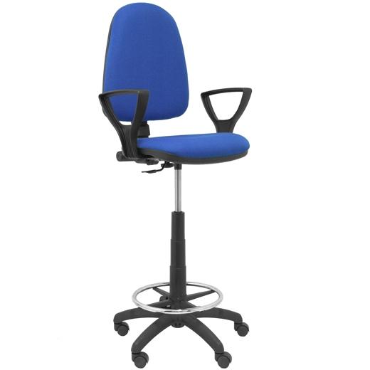 PIQUERAS Y CRESPO - TABURETE AYNA GIRATORIO CONTACTO PERMANENTE REPOSAPIÉS BRAZOS/F TEJIDO BALI AZUL (Ref.T04CPBALI229BGOLF)