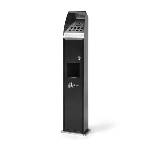 PLANNING SISPLAMO - CENICERO-PAPELERA DE PIE DE EXTERIOR CON CERRADURA NEGRO (Ref.BL/MO/0052)