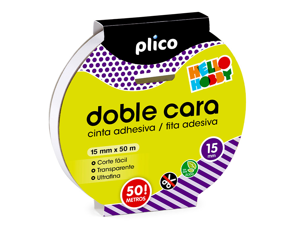 PLICO - CINTA ADHESIVA DOBLE CARA TRANSPARENTE 50 MT X 15 MM (Ref.13319)