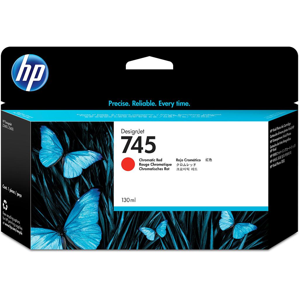 HP ( HEWLETT PACKARD ) - 745 130-ml Cartuchos ORIGINALES Inyección De Tinta Cromatico Rojo (Ref.F9K00A)