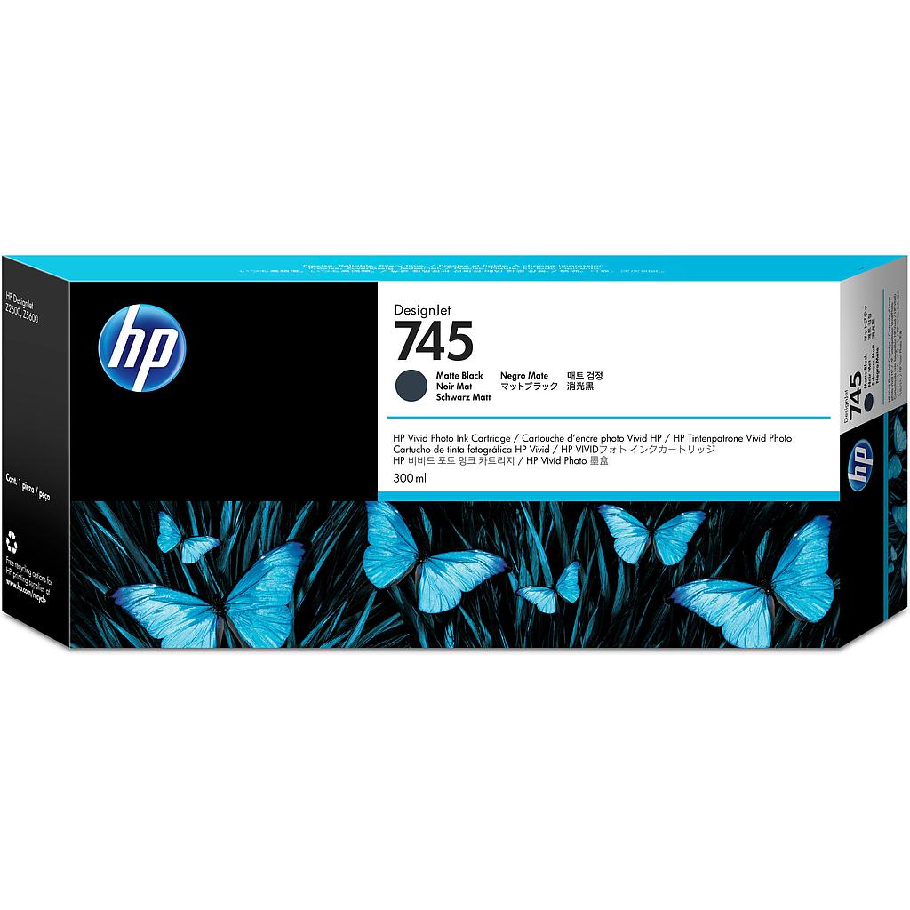 HP ( HEWLETT PACKARD ) - 745 300-ml Cartuchos ORIGINALES Inyección De Tinta Mate Negro (Ref.F9K05A)