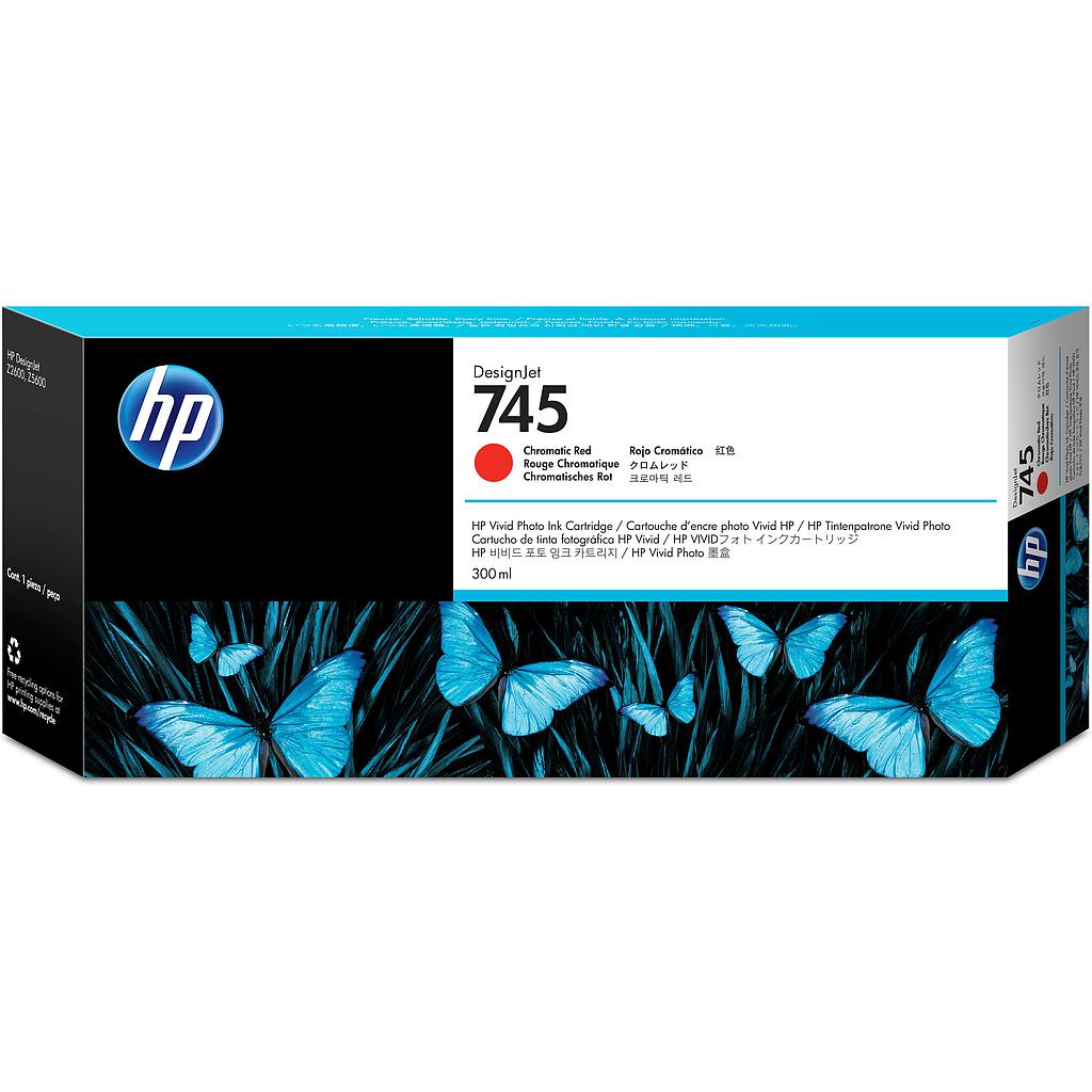 HP ( HEWLETT PACKARD ) - 745 300-ml Cartuchos ORIGINALES Inyección De Tinta Cromático Rojo (Ref.F9K06A)