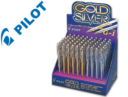 PILOT - BOLIGRAFO G-1 -ORO-PLATA -EXPOSITOR CON 60 (Ref.G-1-OR-PL)