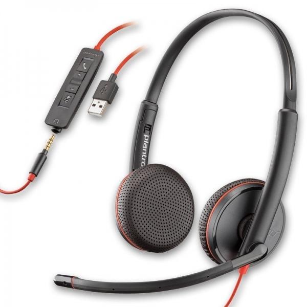 POLY - PLANTRONICS AURICULARES BLACKWIRE 3225 USB, SONIDO ESTÉREO, PROFESIONALES, CONEXIÓN USB, JACK 3.5MM, IDEALES PARA PC Y MÓVIL (Ref.209747-101 / 209747-201)