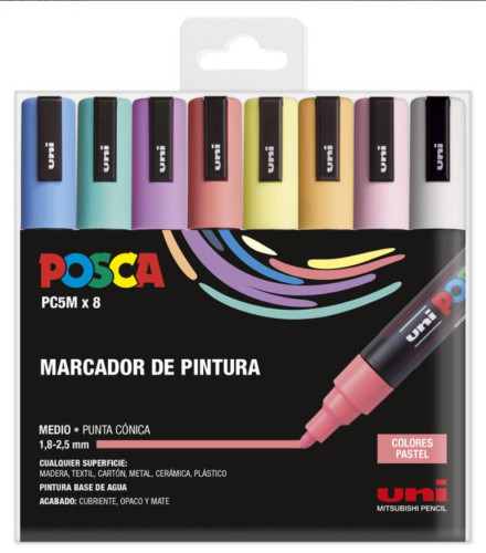POSCA - ESTUCHE 8 UDS. PC-5M PASTEL UNIBALL (Ref.182634810)