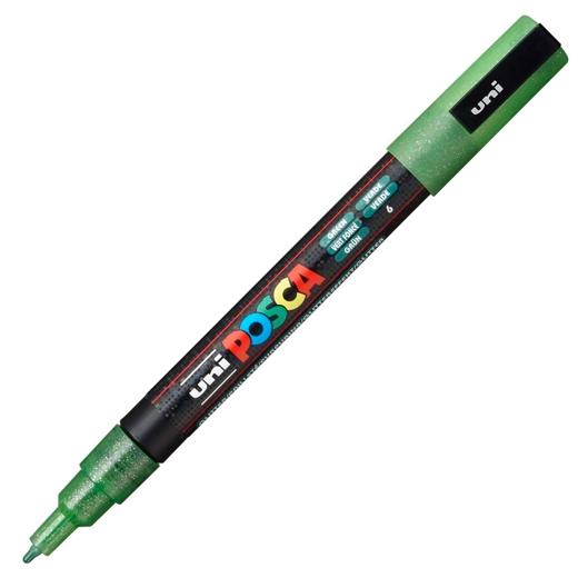 POSCA - MARCADOR T.OPACA NO PERM. UNI 0,9 (PC-3ML) PURPURINA VERDE (Ref.265439000/197962000)