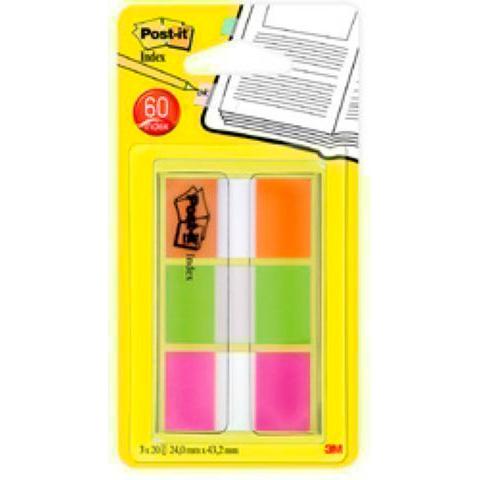 POST-IT - BANDERITAS ADHESIVAS 680 (1") PACK de 3 (VERDE-NARANJA-ROSA) (Ref.680-OLP)