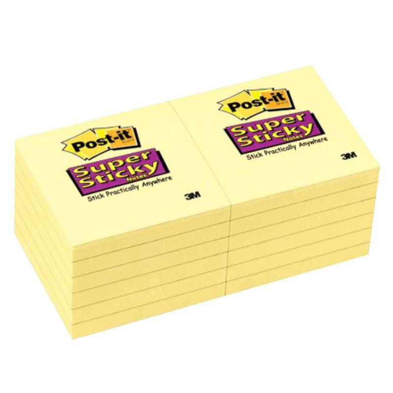 POST-IT - NOTAS ADHESIVAS SUPER STICKY 76X76 MONOCOLOR AMARILLO ULTRA 12 BLOCS X 90 HOJAS (Ref.654-S)