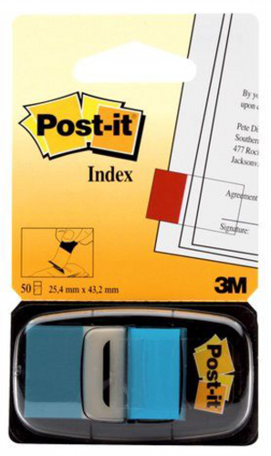 POST-IT - PACK 12 DISPENSADORES DE 50 UNIDADES INDEX AZUL BRILLO (25.4X43.1) (Ref.3M68023)