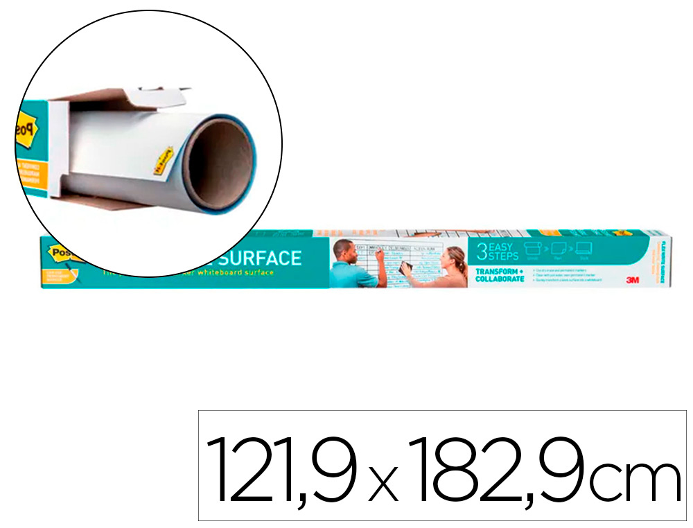 POST-IT - PIZARRA BLANCA SUPER STICKY FLEX ROLLO ADHESIVO REMOVIBLE 121,9X182,9 CM (Ref.7100198315)
