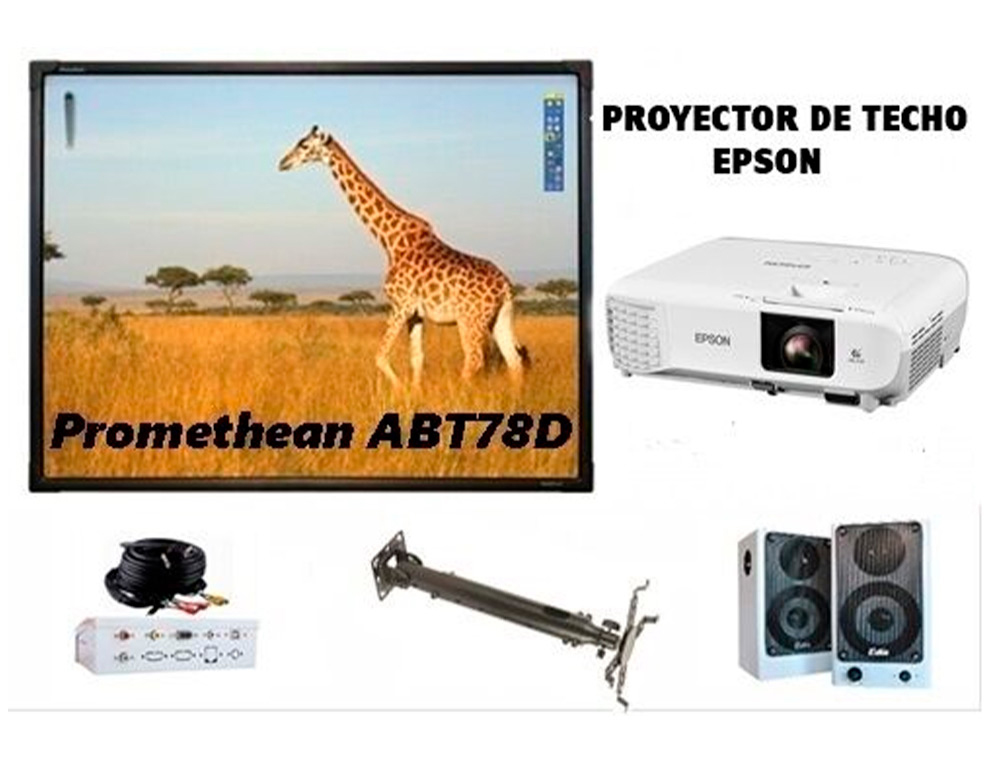 PROMETHEAN - PIZARRA INTERACTIVA AB10T78D TACTIL 78" CON PROYECTOR DISTANCIA LARGA + ALTAVOCES E (Ref.PACK AB10T78D COMPLETO)