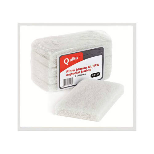 QALITA - PAQUETE DE 5 ESTROPAJOS FIBRA BLANCA BAÑO ULTRA (Ref.AB138)