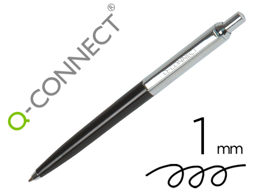 Q-CONNECT - BOLIGRAFO PREMIUM METALICO RETRACTIL CON CLIP COLOR NEGRO PUNTA 1 MM (Ref.KF18622)