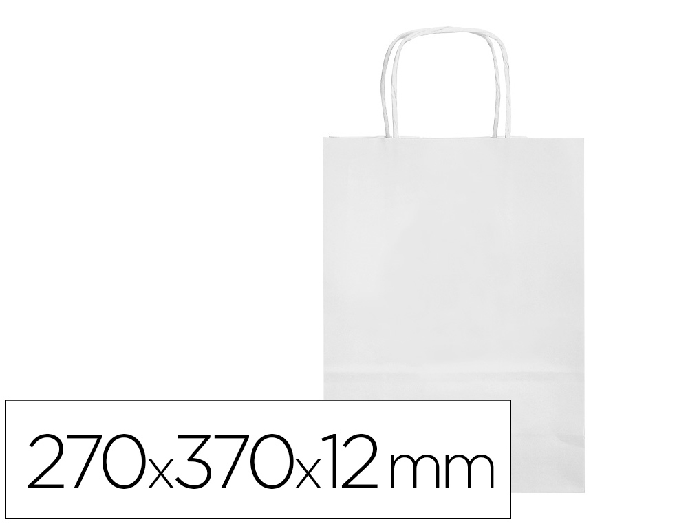 Q-CONNECT - BOLSA PAPEL CELULOSA BLANCO M CON ASA RETORCIDA 270X370X12 MM (Ref.KF03750)