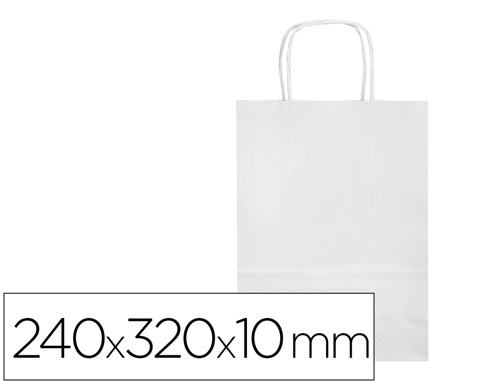 Q-CONNECT - BOLSA PAPEL CELULOSA BLANCO S CON ASA RETORCIDA 240X320X10 MM (Ref.KF03745)