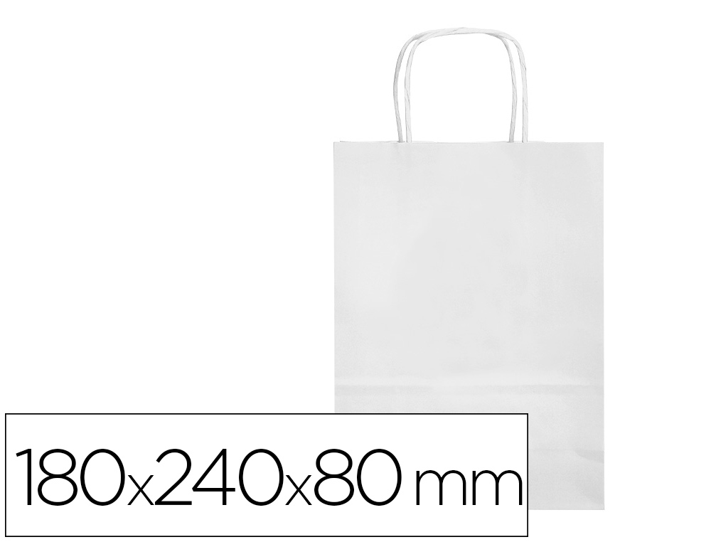 Q-CONNECT - BOLSA PAPEL CELULOSA BLANCO XS CON ASA RETORCIDA 180X240X80 MM (Ref.KF03740)