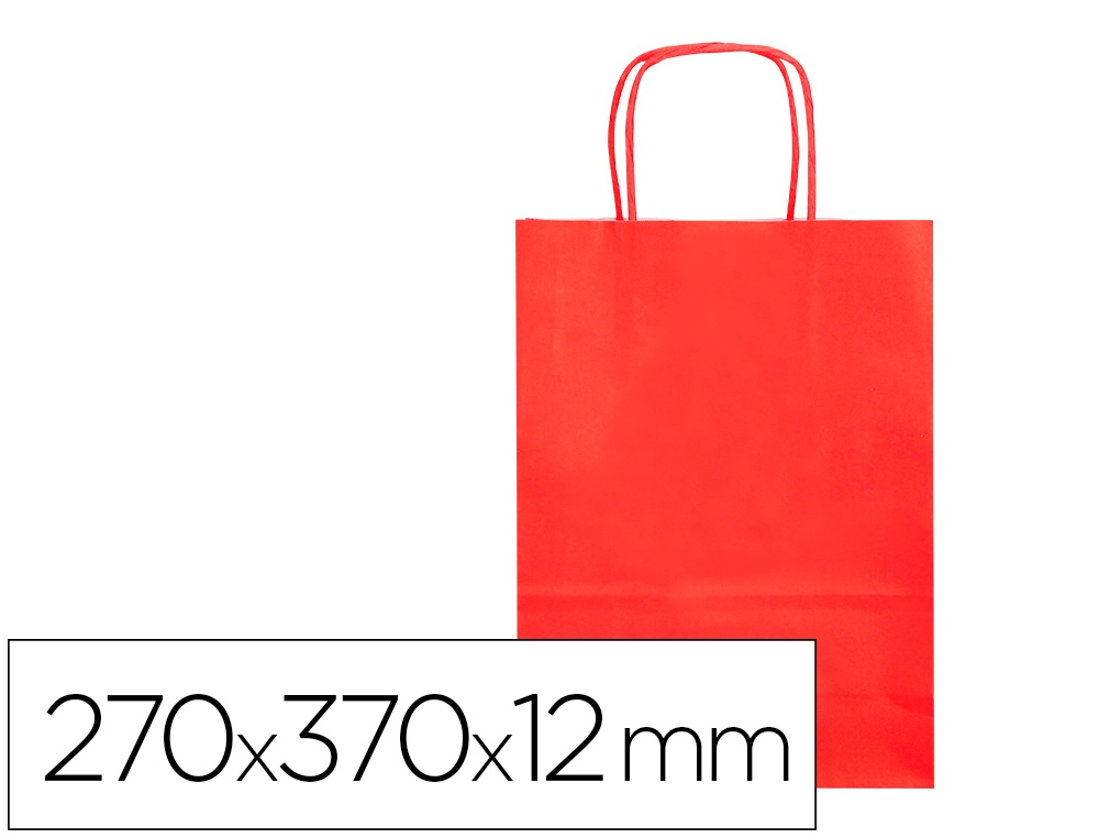 Q-CONNECT - BOLSA PAPEL CELULOSA ROJO M CON ASA RETORCIDA 270X370X12 MM (Ref.KF03751)